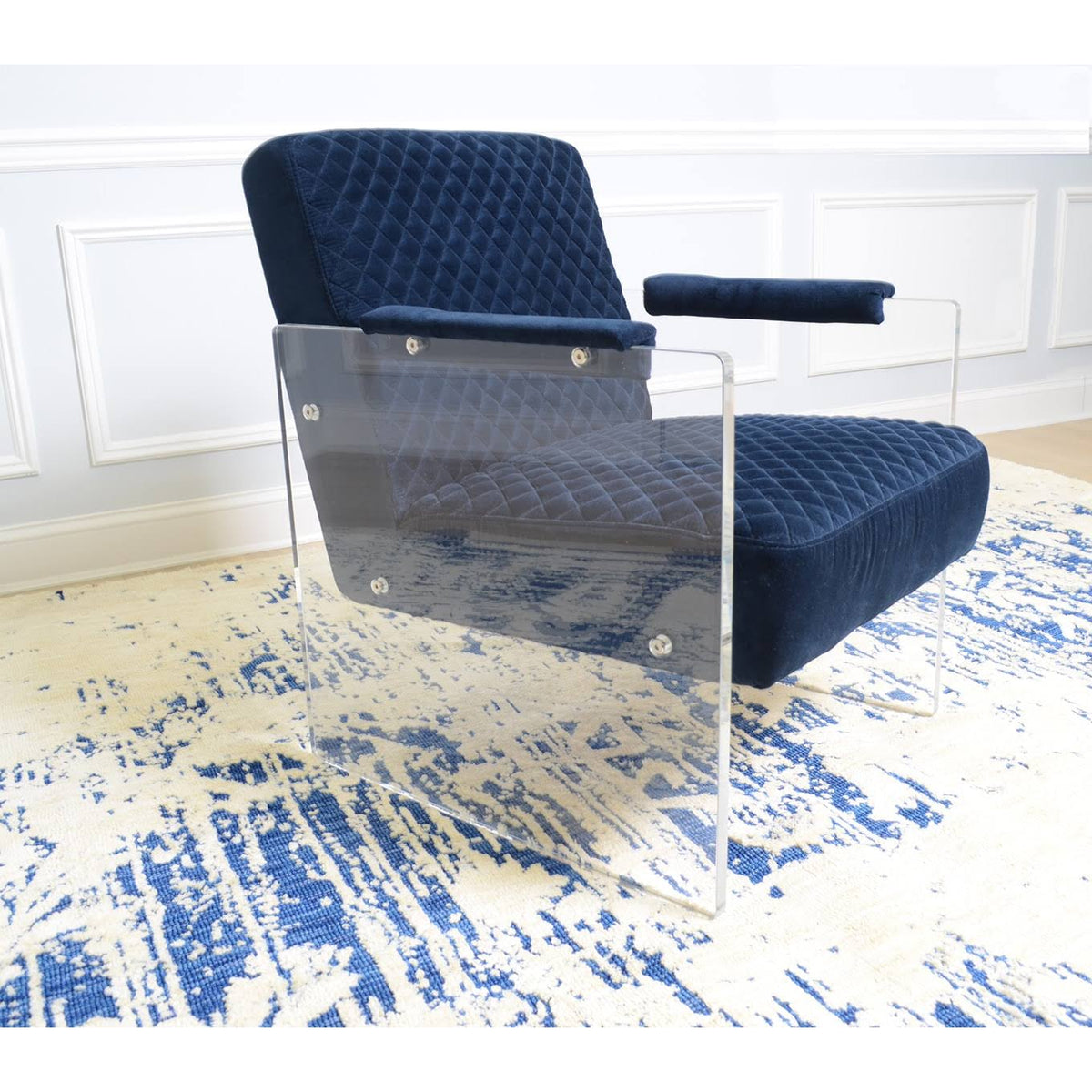Navy Acrylic Velvet Accent Chair D30314
