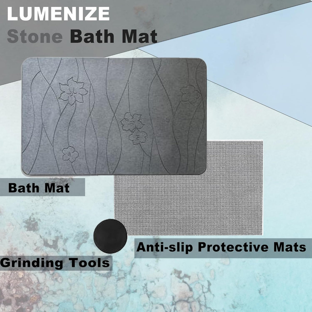 Non-Slip Diatomaceous Earth Stone Bath Mat S901