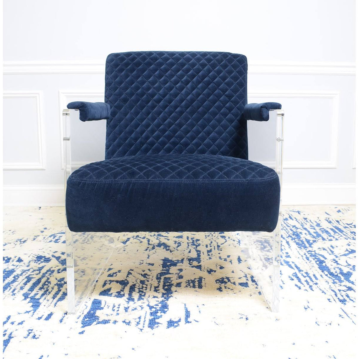 Navy Acrylic Velvet Accent Chair D30314
