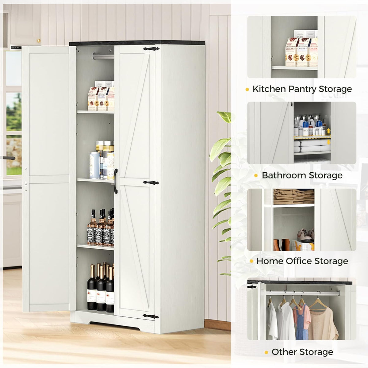 White 72" Wardrobe Closet with Doors J96740