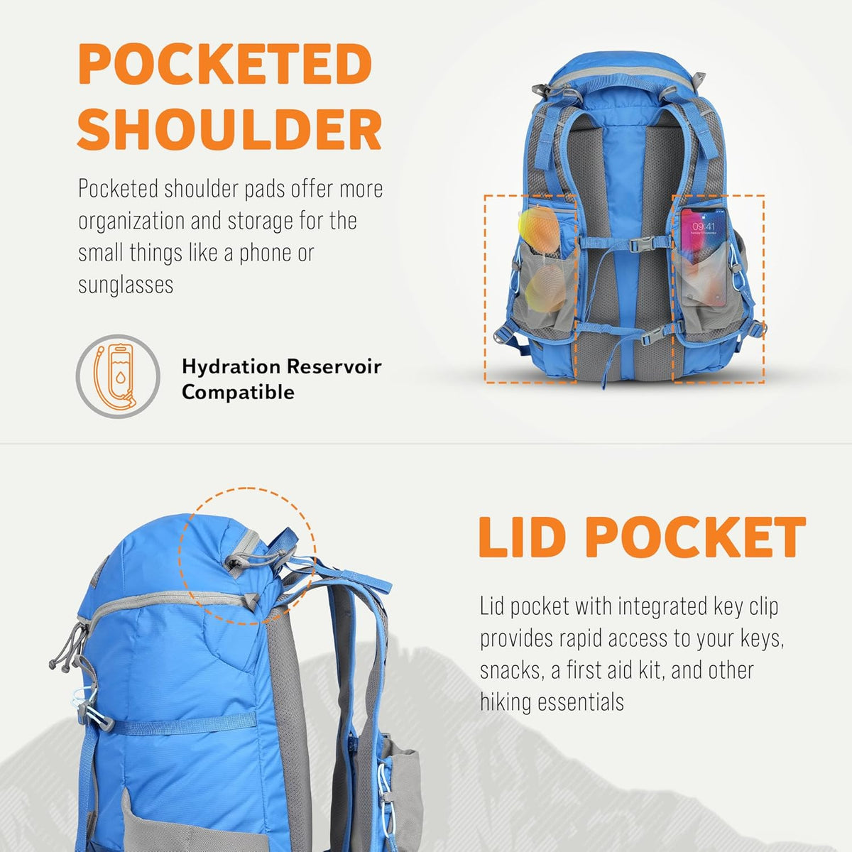 Travel Bag to Hiking Backpack Daypack, Pacific, L/XL Z25638