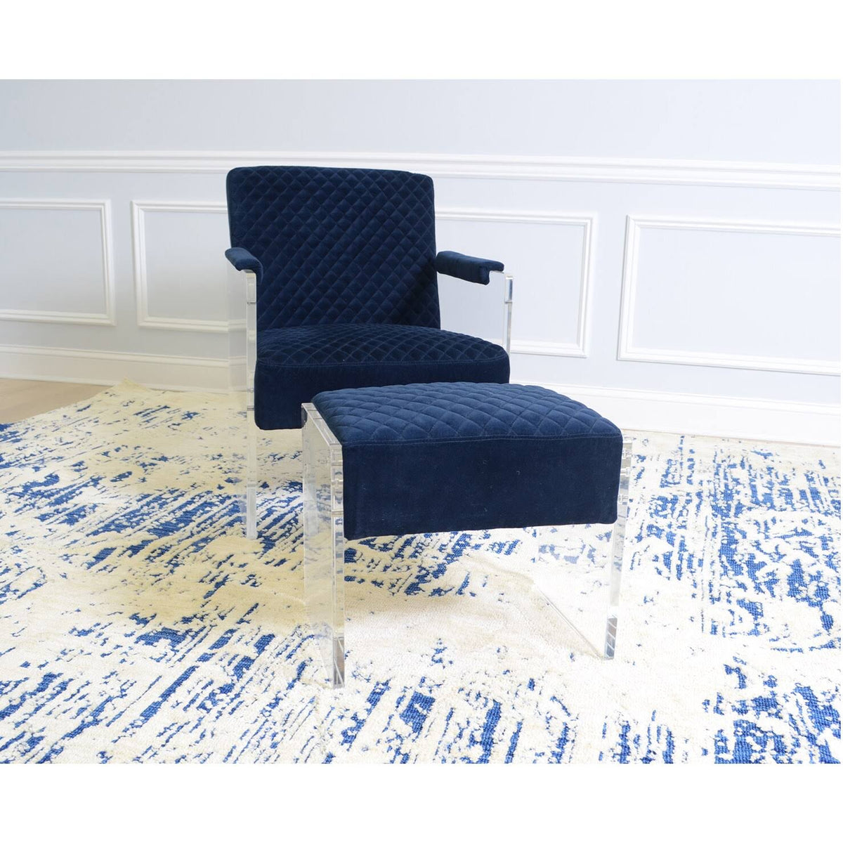Navy Acrylic Velvet Accent Chair D30314