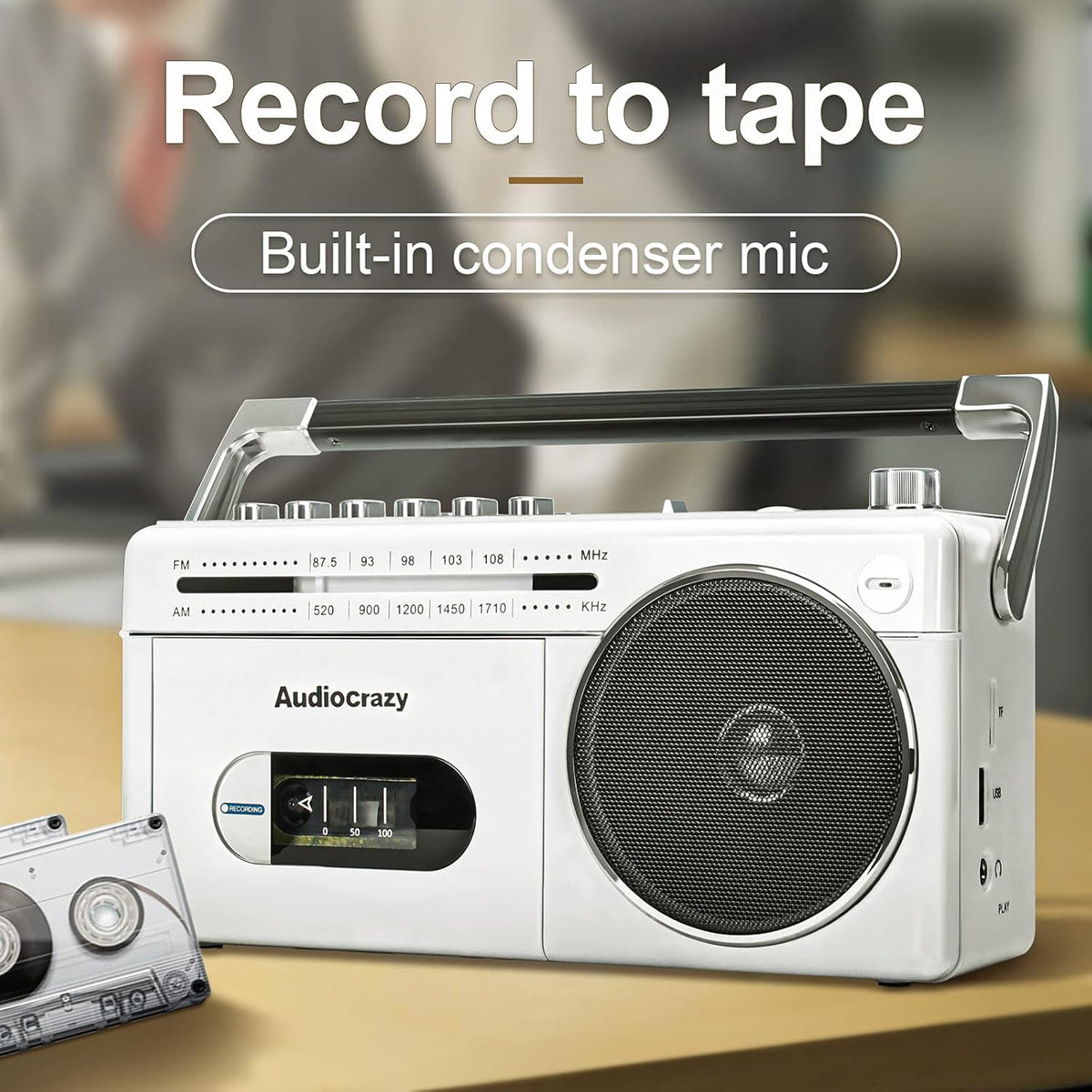 Portable Cassette Player Recorder AM FM Radio Boombox with Speaker T7431