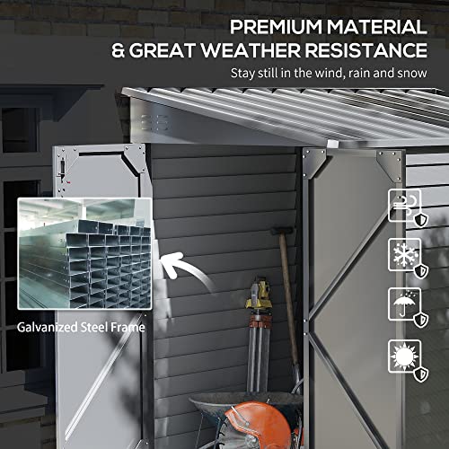 Gray Steel Outdoor Storage Shed with Foundation Kit and Lockable Doors C33091