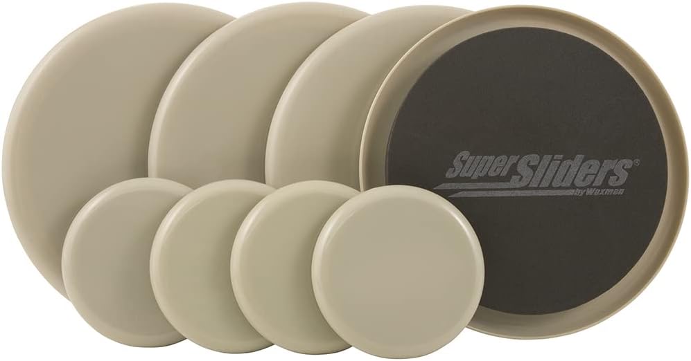 3 1/2" & 7" Round Reusable Furniture Sliders for Carpet, Beige (8 Pack) M9434