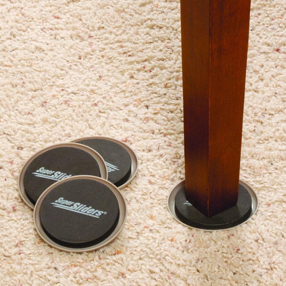 3 1/2" & 7" Round Reusable Furniture Sliders for Carpet, Beige (8 Pack) M9434