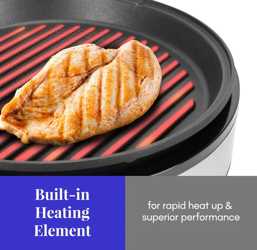 12" Indoor Electric BBQ Grill with Glass Lid X5330