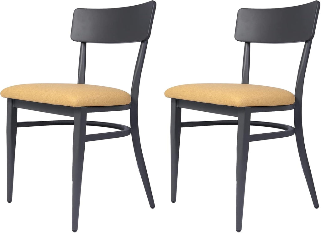 Set of 2 Metal Stackable Dining Chairs with Wood Seat S843771