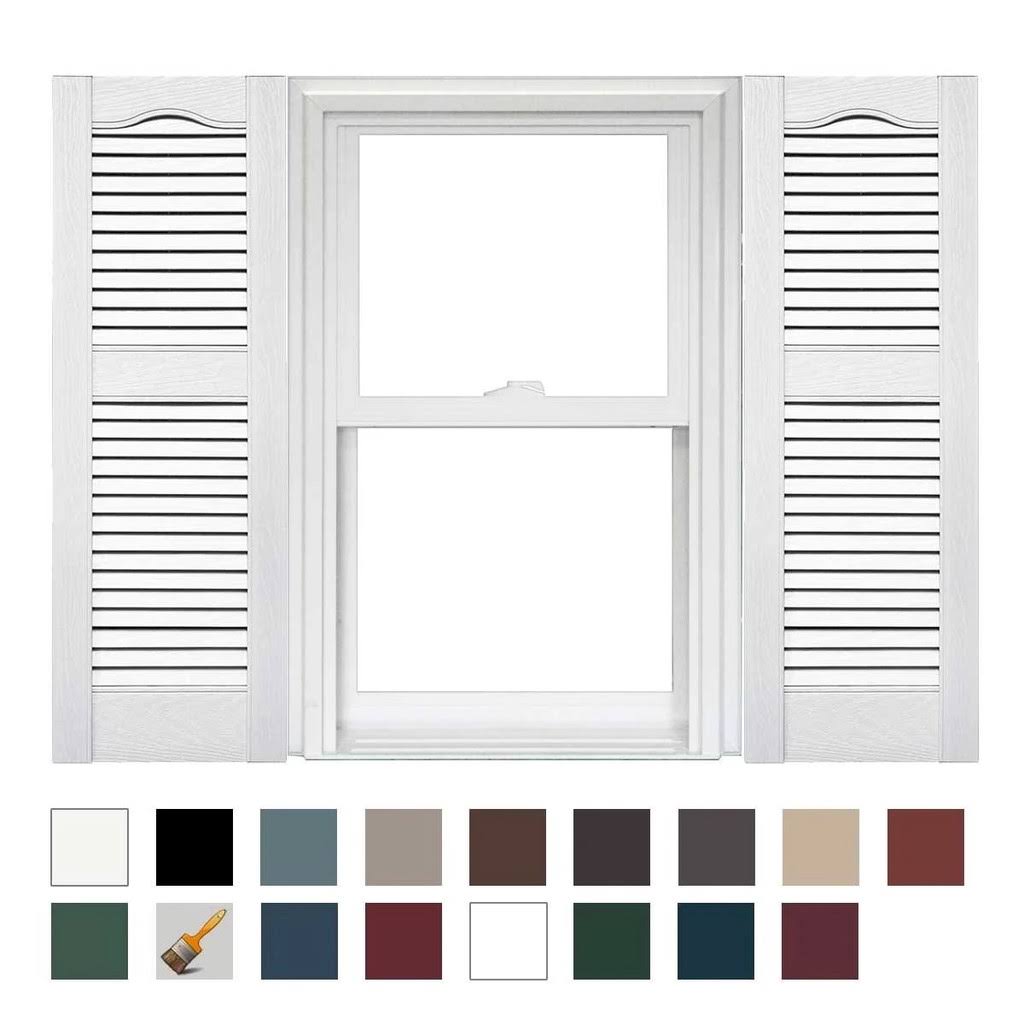 White Open Louver Vinyl Shutters 1 Pair 14.5 x 55 C4014