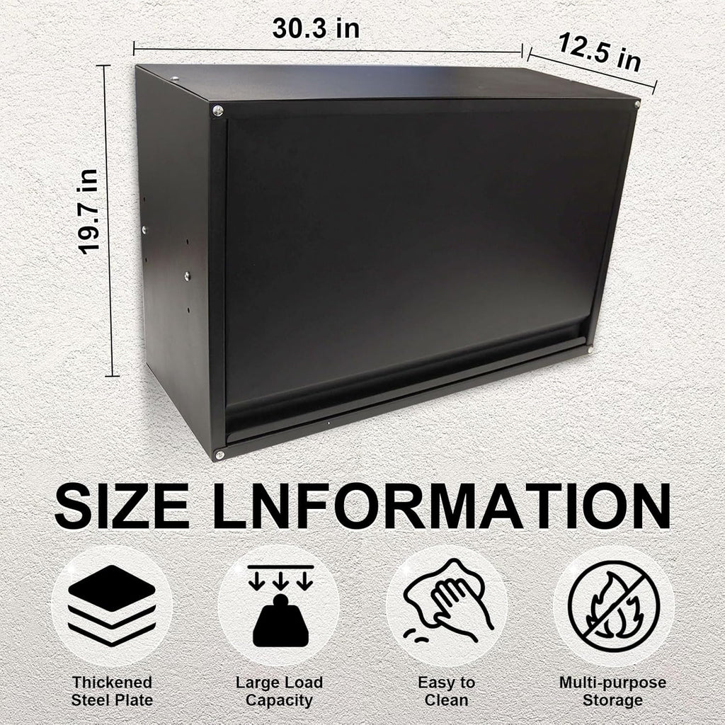 Black Wall Mount Metal Storage Cabinet with Adjustable Shelf W664371