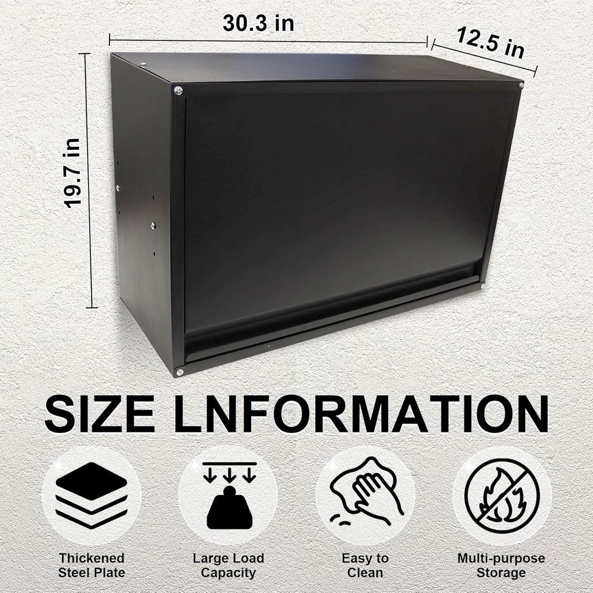 Black Wall Mount Metal Storage Cabinet with Adjustable Shelf W664371