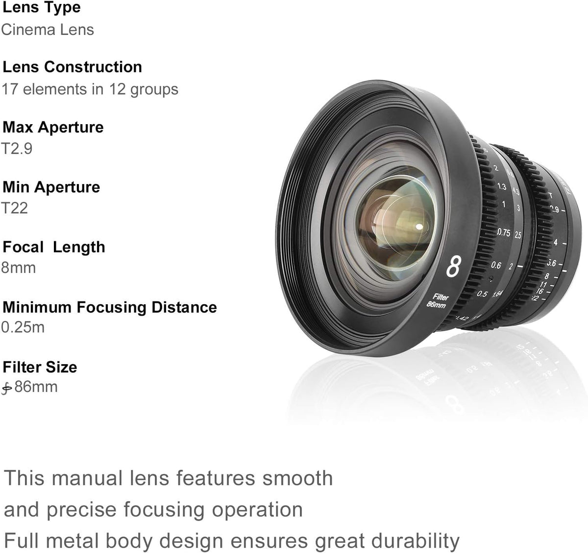 8mm T2.9 Wide-Angle Cinema Lens R80619