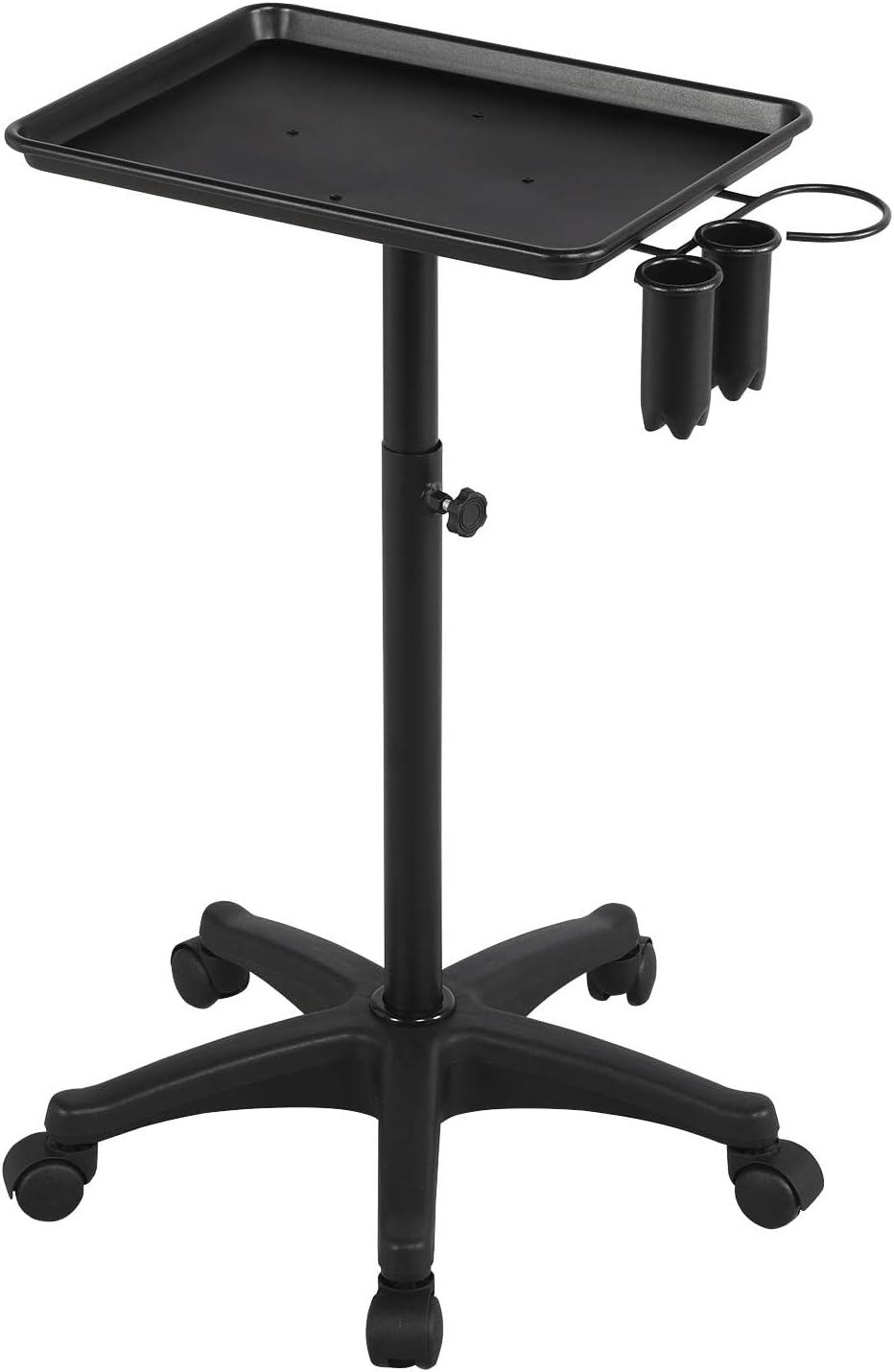 Rolling Salon Tray Aluminum Trolley Cart on Wheels Adjustable Height Silver H68775