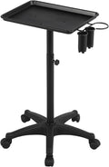 Rolling Salon Tray Aluminum Trolley Cart on Wheels Adjustable Height Silver H68775