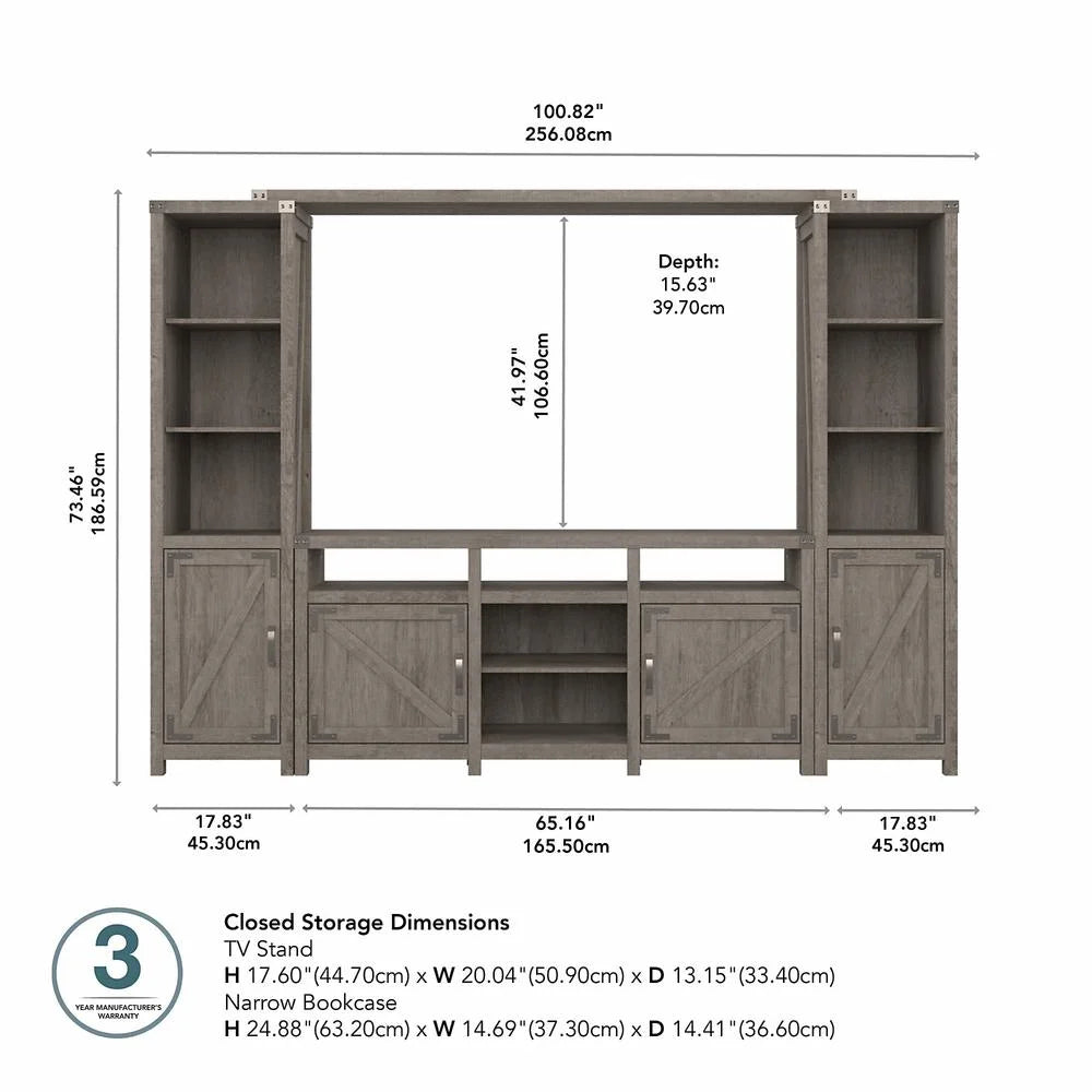 Restored Gray Entertainment Center with Shelves D2765