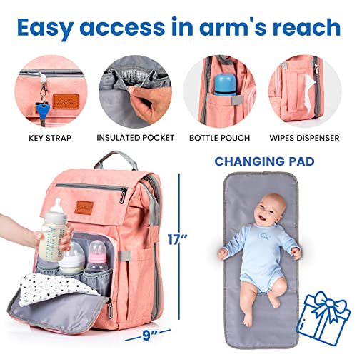 Gray Baby Diaper Bag Backpack with Changing Pad J2670