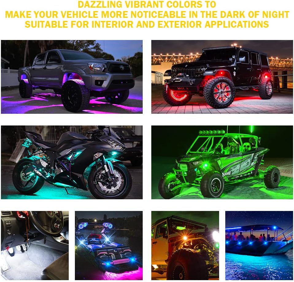 RGBW LED Rock Lights Kit with Bluetooth Remote, 10 Pods F860039