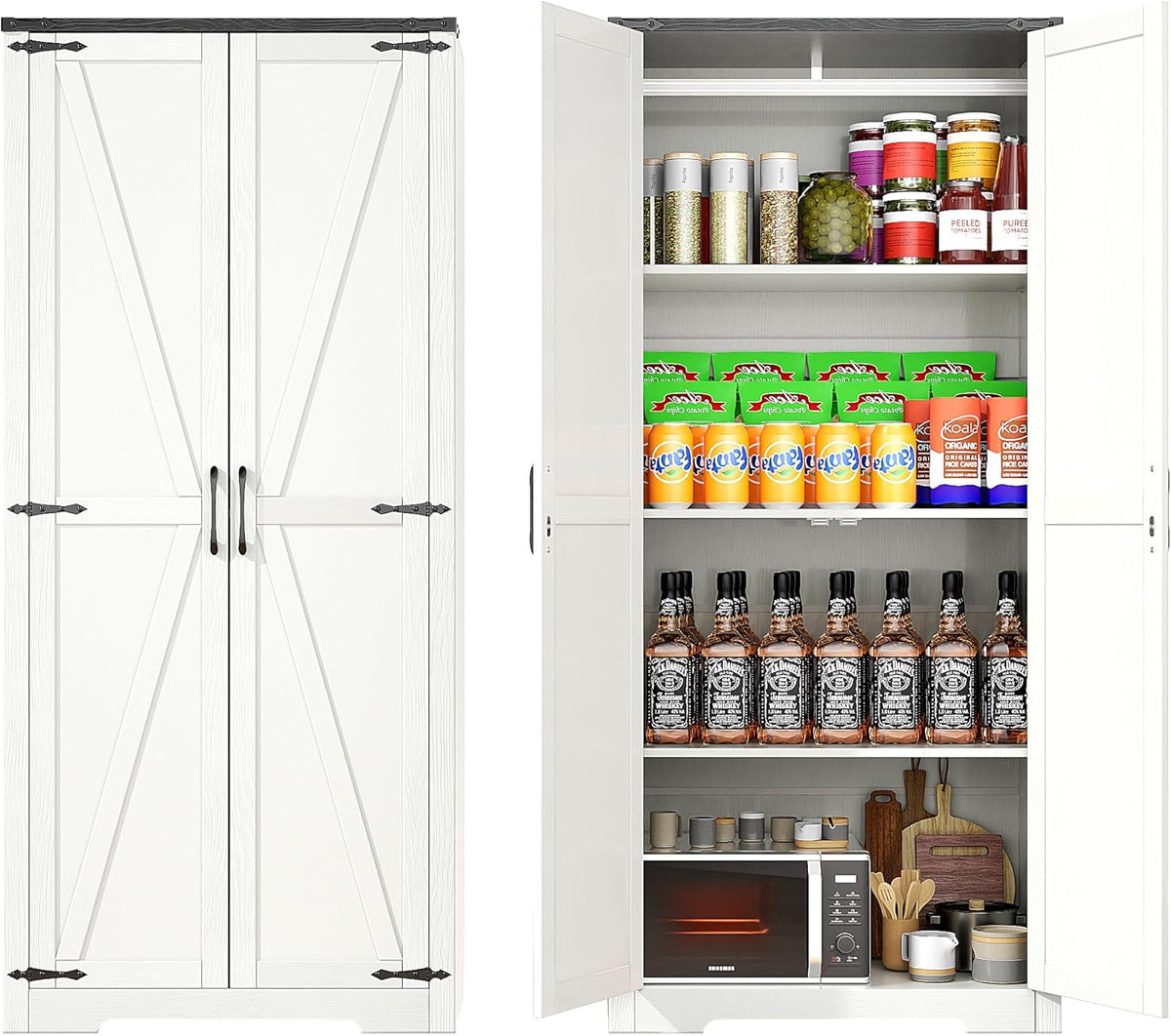 White 72" Wardrobe Closet with Doors J96740