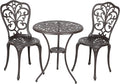 Cast Aluminum 3-Piece Bistro Set Two Chairs & Table Antique Bronze Finish F945