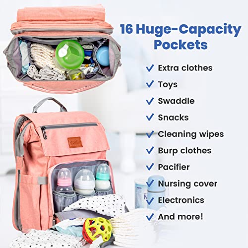 Gray Baby Diaper Bag Backpack with Changing Pad J2670