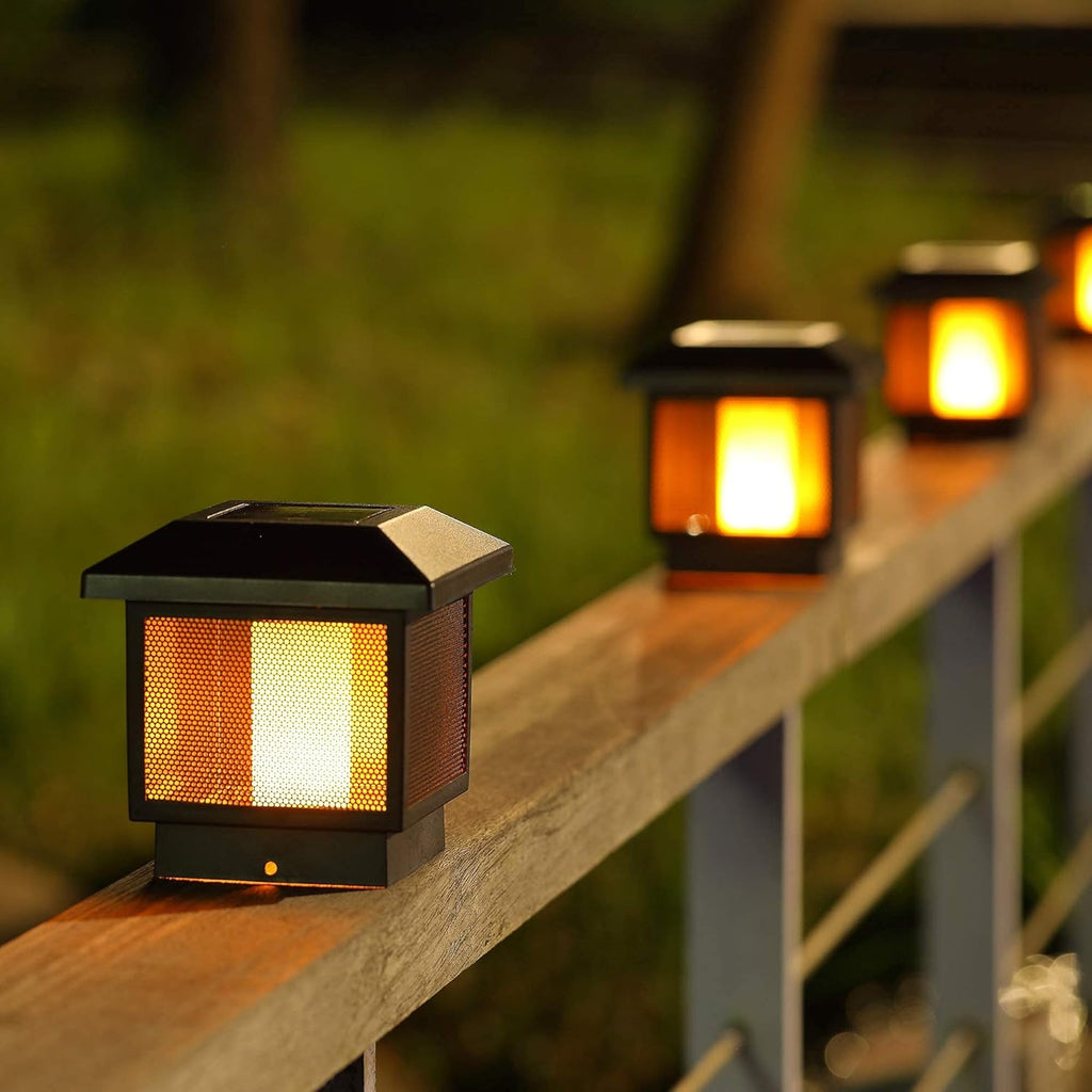 4 Pack Solar Flame Post Lights M96147