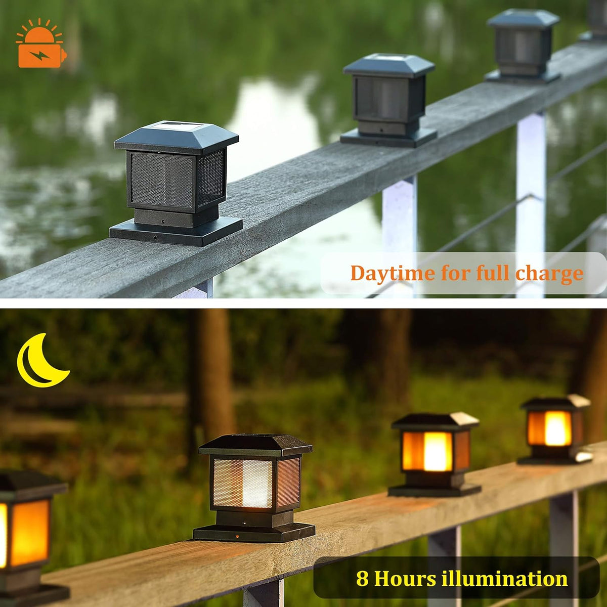 4 Pack Solar Flame Post Lights M96147