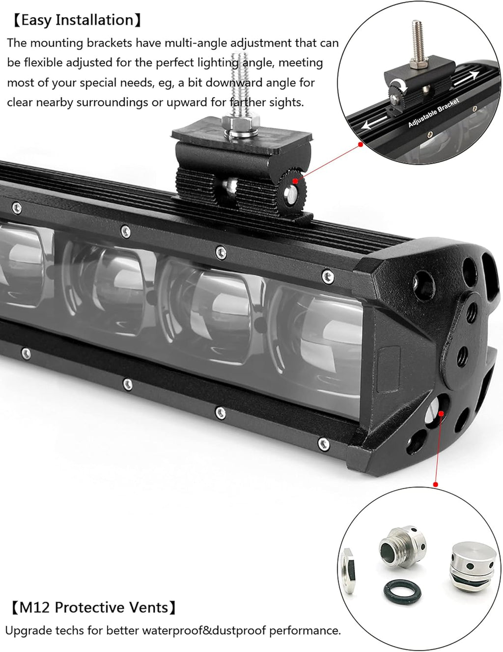 Off Road LED Light Bar 14 Inch 60W Single Row Flood Beam Waterproof P673