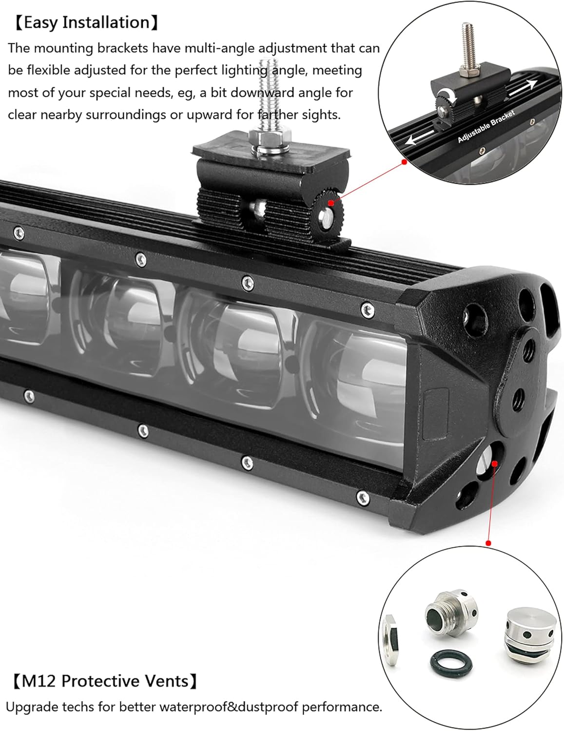 Off Road LED Light Bar 14 Inch 60W Single Row Flood Beam Waterproof P673