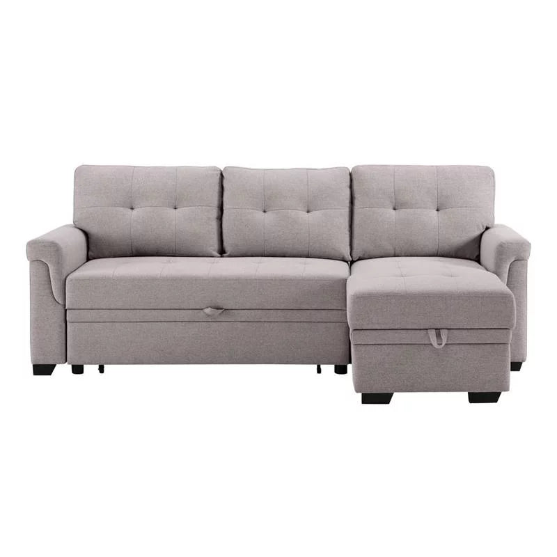 Light Gray Linen Reversible Sleeper Sofa D33867
