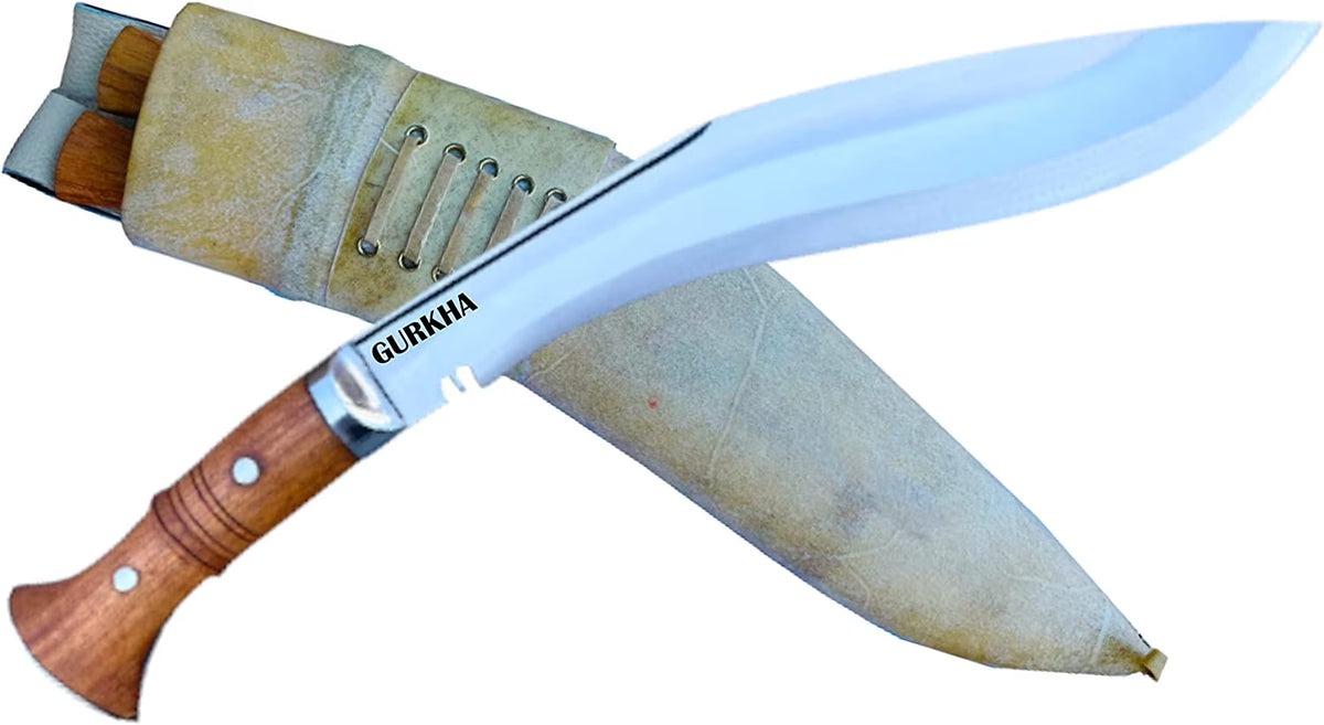 11.5 IN Blade Carbon Steel Kukri Knife with Leather Sheath & 2 Small Knives M3779