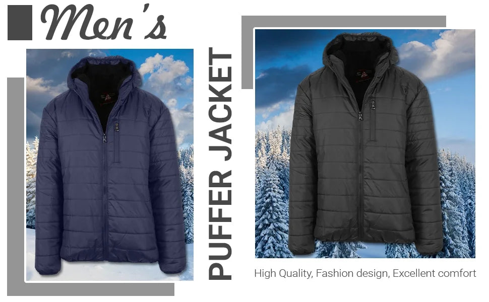Mens Sherpa-Lined Hooded Puffer Jacket R64204