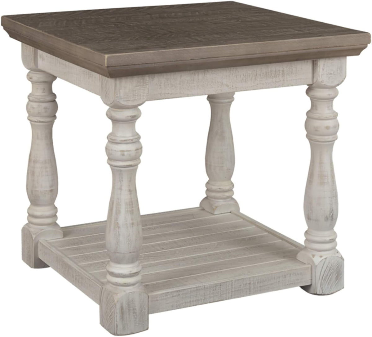 Black Vintage Square End Table with Shelf P99717