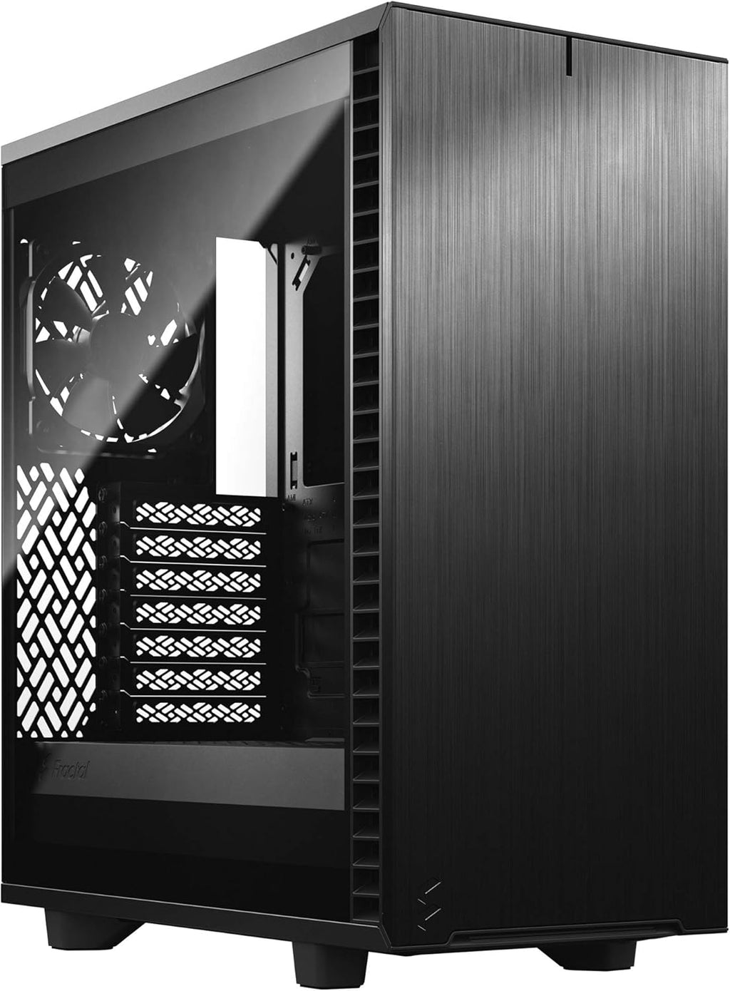 Black Brushed Aluminum/Steel ATX Compact Silent Mid Tower Computer Case C7141