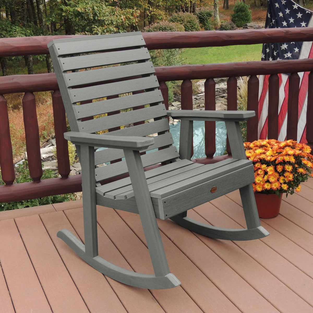 White Synthetic Wood Rocking Chair Q143
