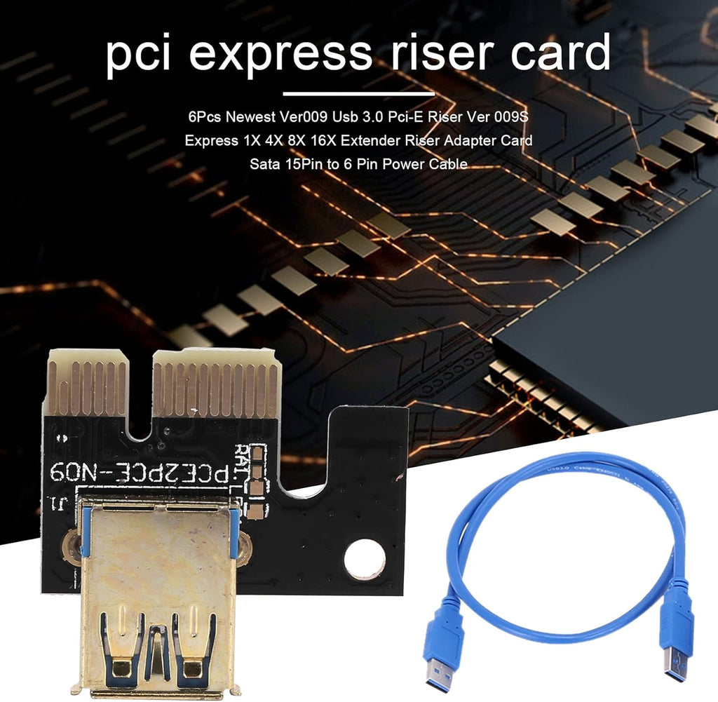 6Pcs PCI-E GPU USB 3.0 PCIe Riser Card Sata 15Pin to 6 Pin Power Cable Pack of 2 G287