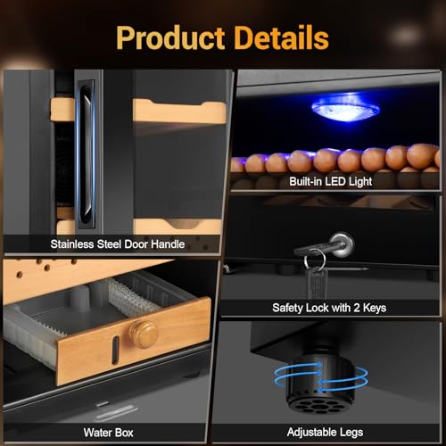 70L 400 Counts Thermostatic Cooling Humidor Cabinet with Cedar Wood Shelves I956