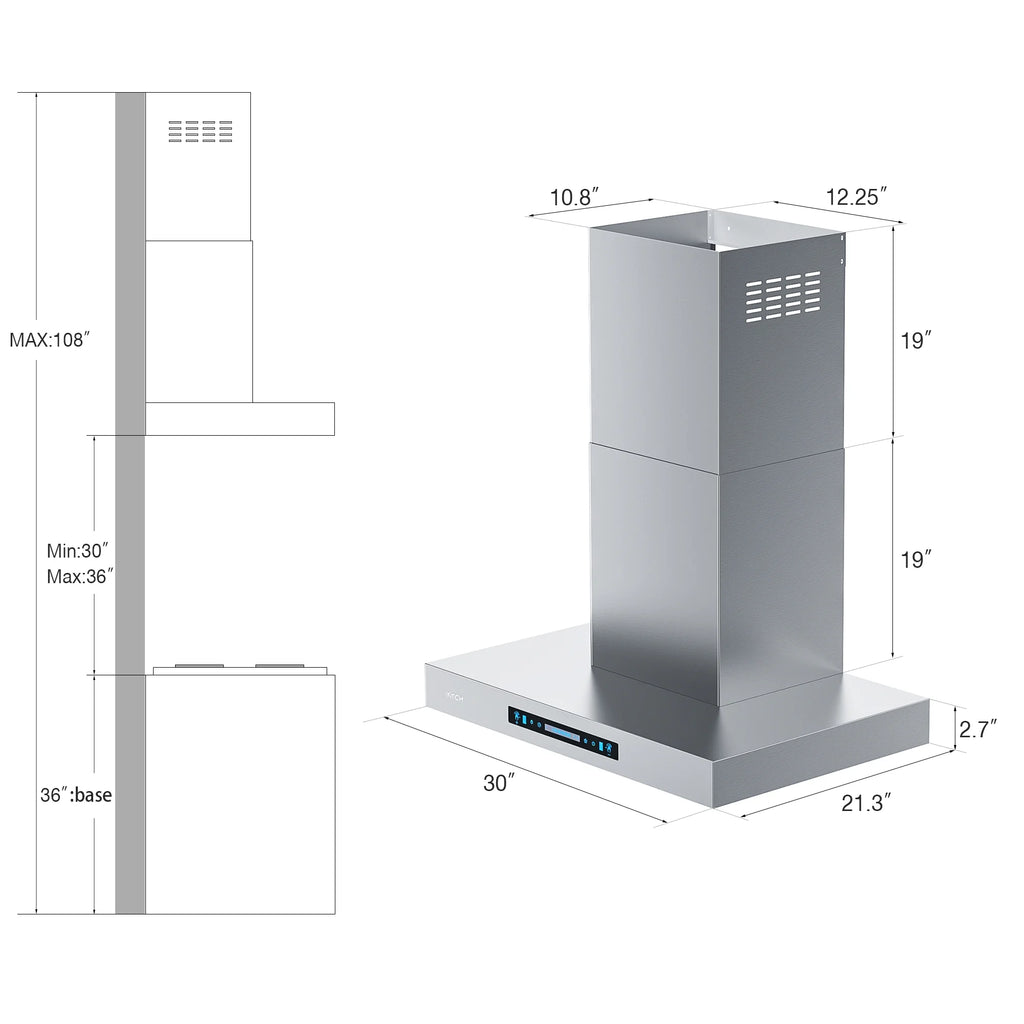 30" Wall Mount Stainless Steel Range Hood L8640