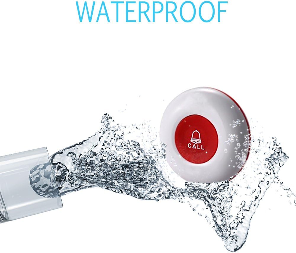 Wireless Calling System with 5 PCS Waterproof Call Buttons and 1PC Display Receiver W840347