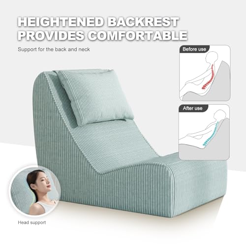 Corduroy Bean Bag Chair with Neck Pillow and Ottoman P4845