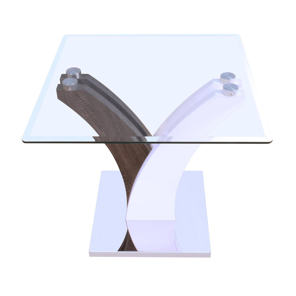 Clear Glass White Walnut Sofa Table J803