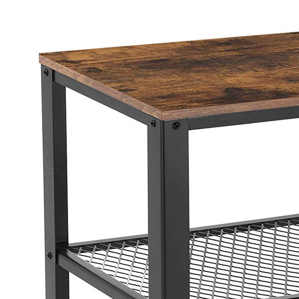 3 Tier Wooden Serving Cart with 2 Mesh Shelves Black and Brown I66520