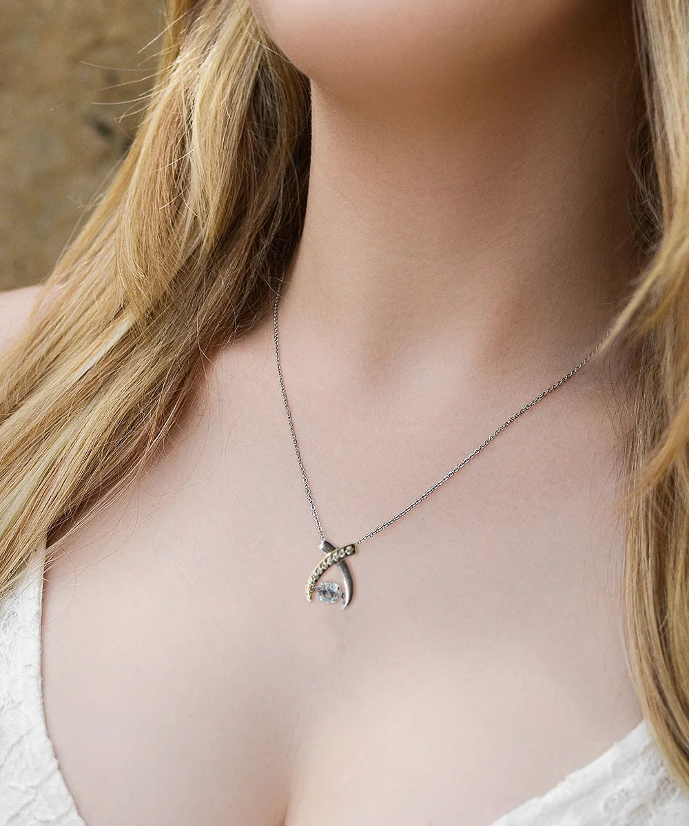 Daughter's 34th Birthday Wishbone Dancing Necklace Gift K5417
