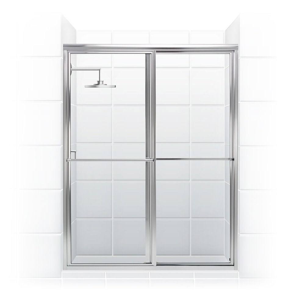 Framed Sliding Shower Door with Towel Bar in Clear Glass I412598