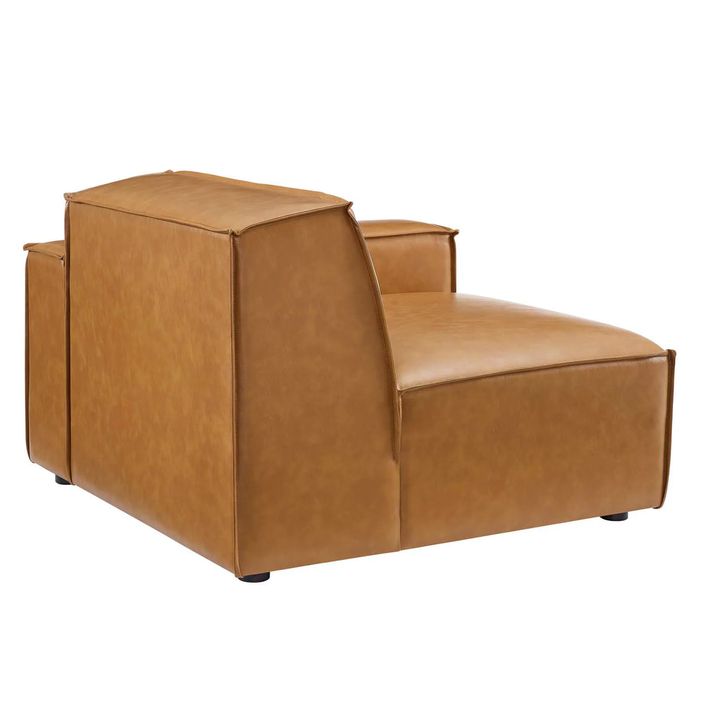 Tan Vegan Leather Left-Arm Sectional Sofa Chair A31680