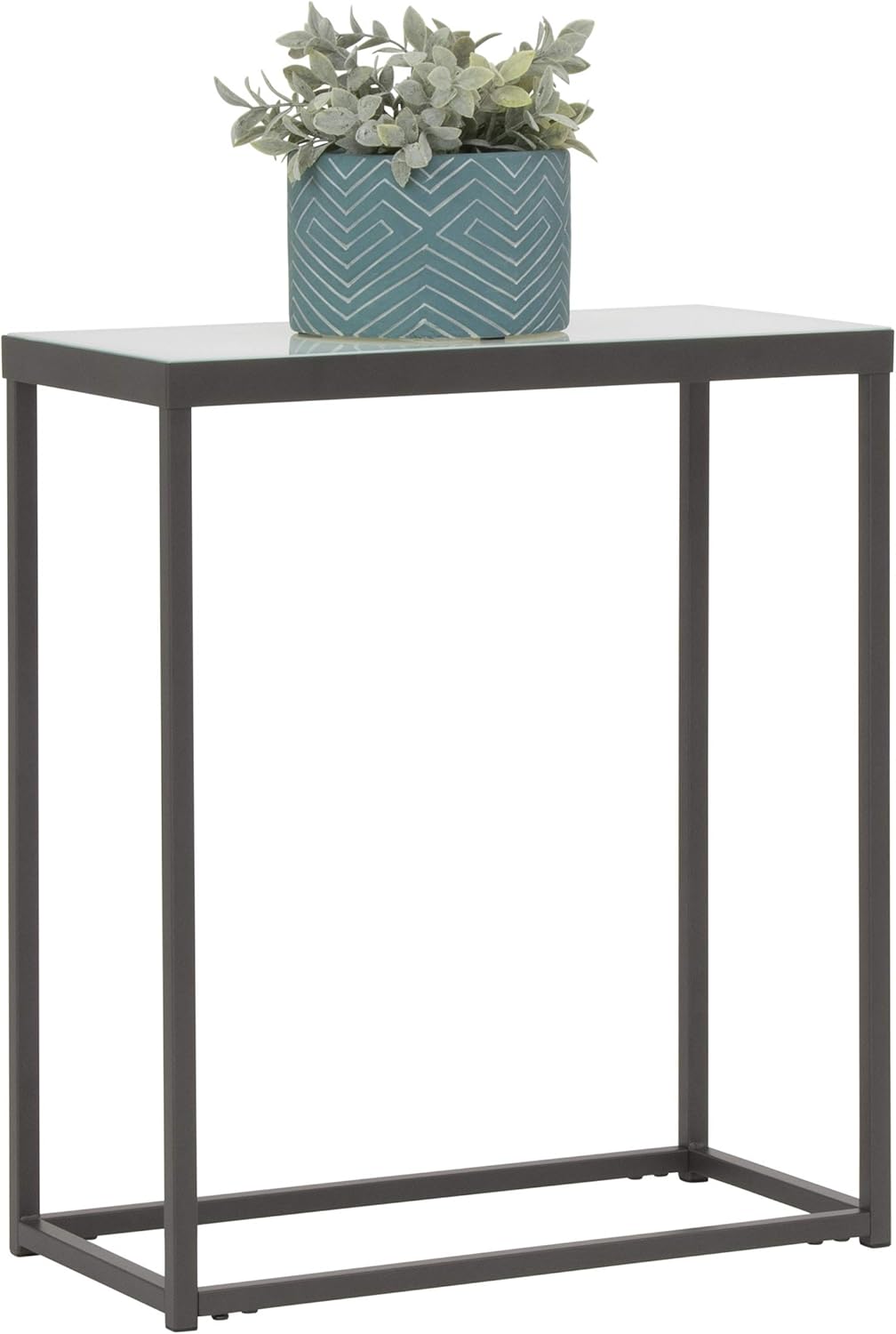 Pewter End Table with Clear Glass Z4944