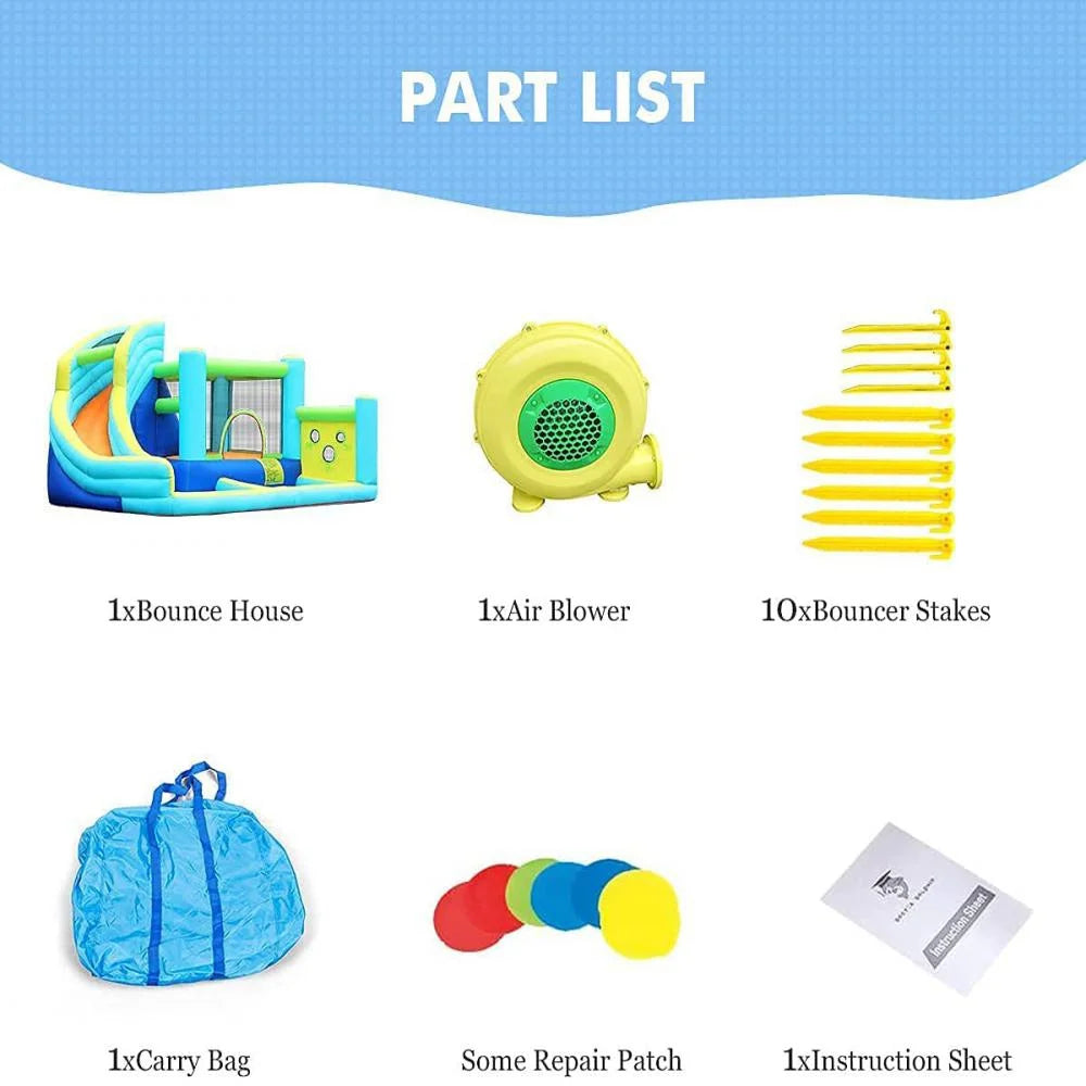 Kids Inflatable Bounce House Ball Pit Play Slide With Blower R35533