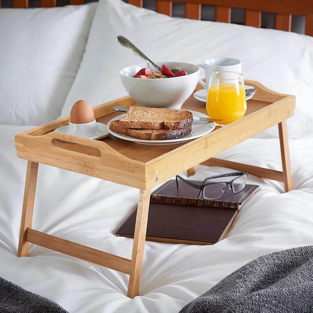 Folding Bed Tray Table with Handles Bamboo Z899