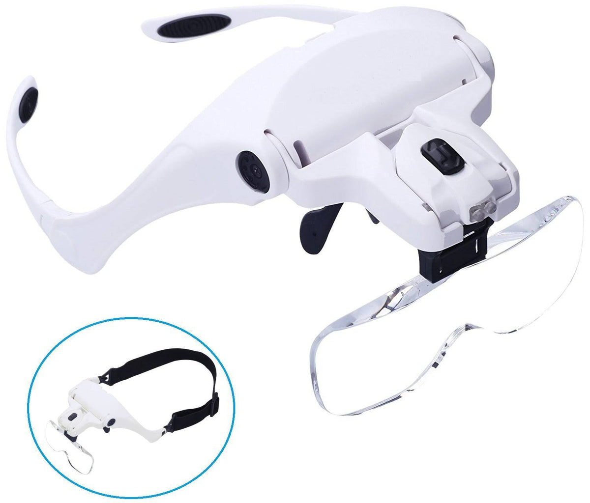 Head Mount Magnifier with LED Light and 5 Replaceable Lenses A343