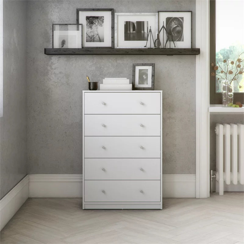 White 5 Drawer and 3 Drawer Chest Set X414
