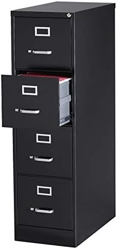 4 Drawer 26.5 Deep Letter File Cabinet in Black S1751